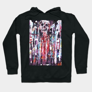 Creepy Abstract Impasto Skull City Street Painting Hoodie